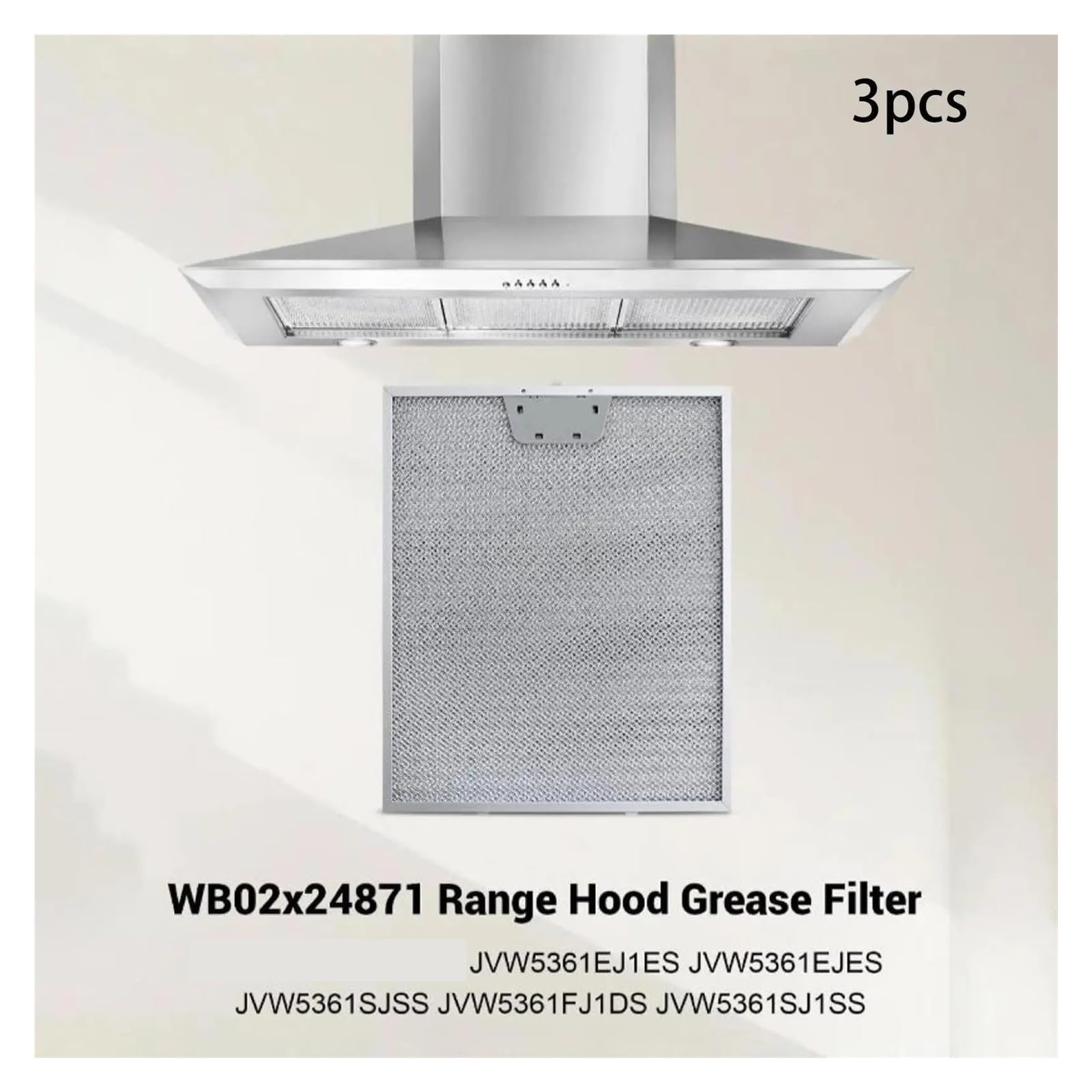 3x Filtro De Repuesto De Aluminio for Ventilación De Cocina, Malla De Grasa for Campana Extractora, Compatible Con GE,JVW5361EJ1ES