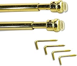 SONIT - Bacchette Per Tende Senza Forare Estensibili - Bacchette Per Tende A Vetro - Fissaggio Senza Trapano - 40-60cm - 2 Pezzi Oro