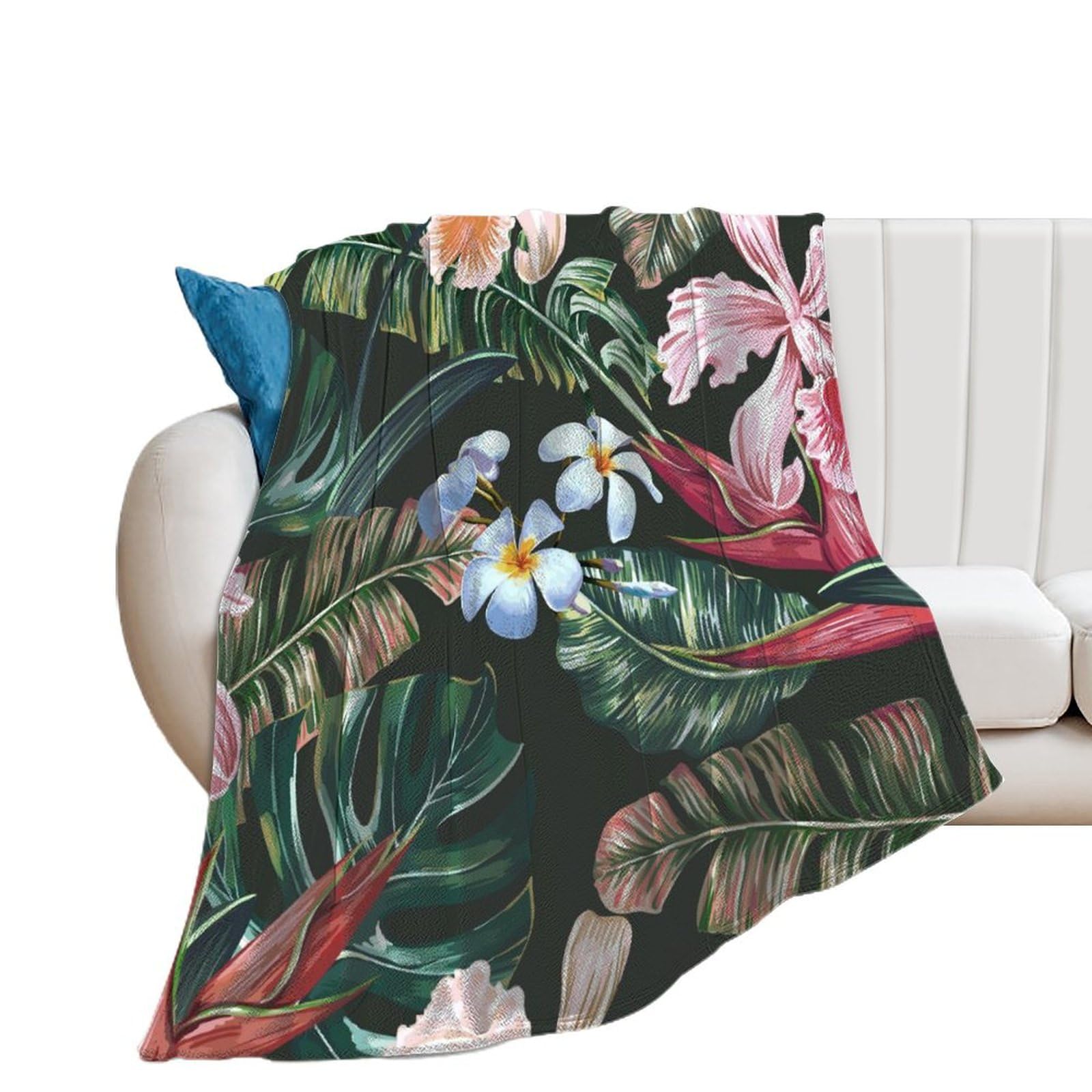 Couverture polaire douce fleurs rétro pour frissons hivernaux sur lit et canapé