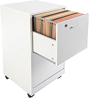 Vista 3 de File Cabinet - 2-Drawer Cabinet with Lock and Deep Drawer Storage - Rolling Filing Cabinet for Under The Desk, Home, or Office by Lavish Home (White)