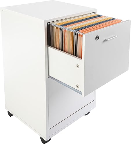 Miniatura 3 de File Cabinet - 2-Drawer Cabinet with Lock and Deep Drawer Storage - Rolling Filing Cabinet for Under The Desk, Home, or Office by Lavish Home (White)
