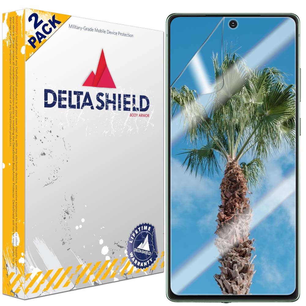 DeltaShield Screen Protector for Samsung Galaxy Note 20 (6.7 inch) (2-Pack) (Case Friendly Version) BodyArmor Anti-Bubble Military-Grade Clear TPU Film