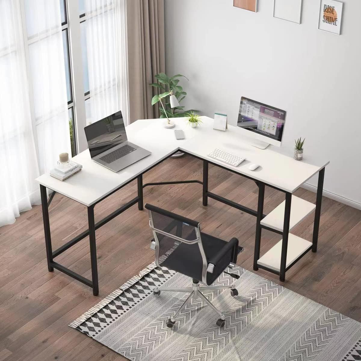 LShaped Computer Table, Industrial Style 54 Inch Corner