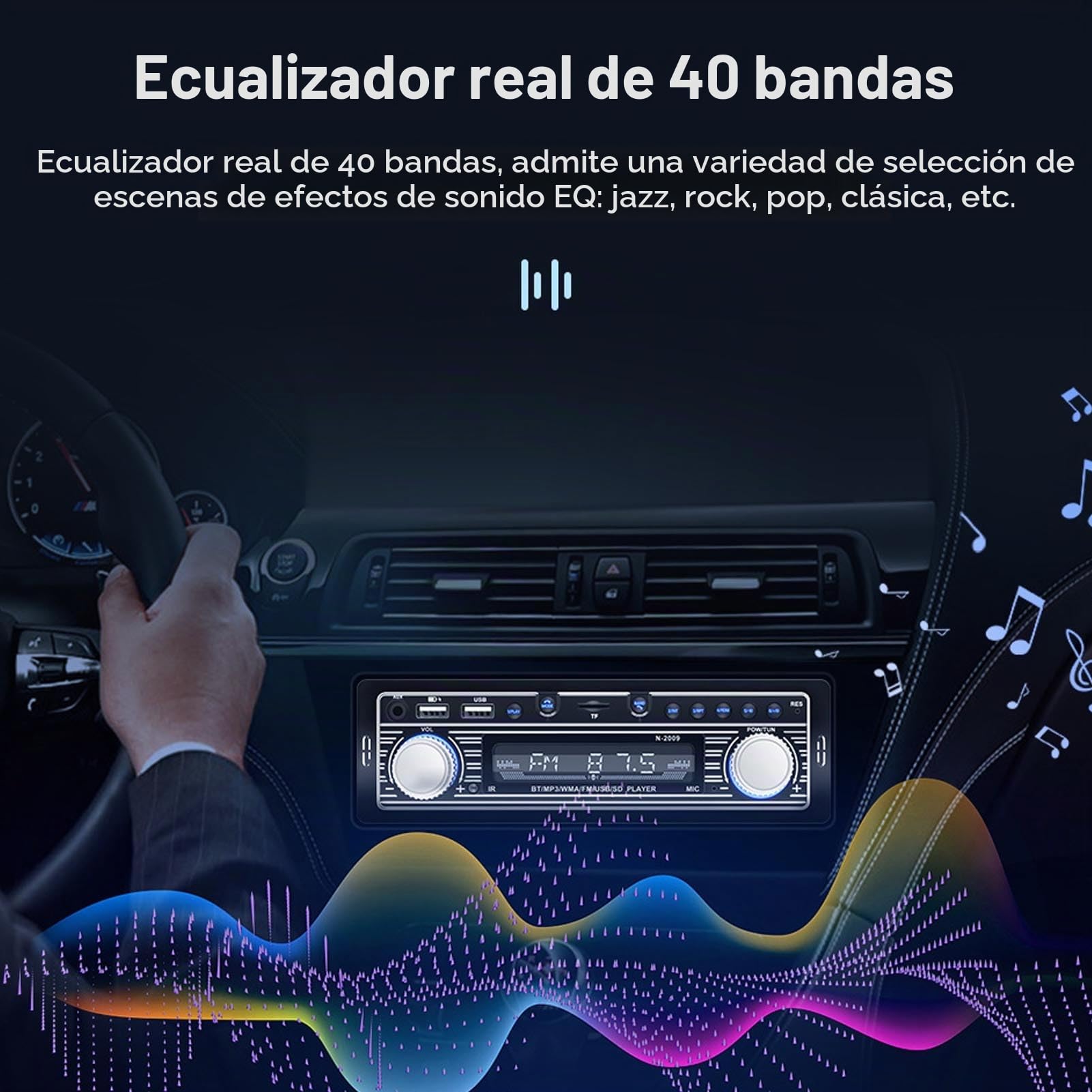 Receptor de Audio para Automóvil, Estéreo Multimedia para Automóvil de un DIN, Bluetooth FM, MP3 USB, de Audio de Radio FM Digital SD en el Tablero,12 V Universal