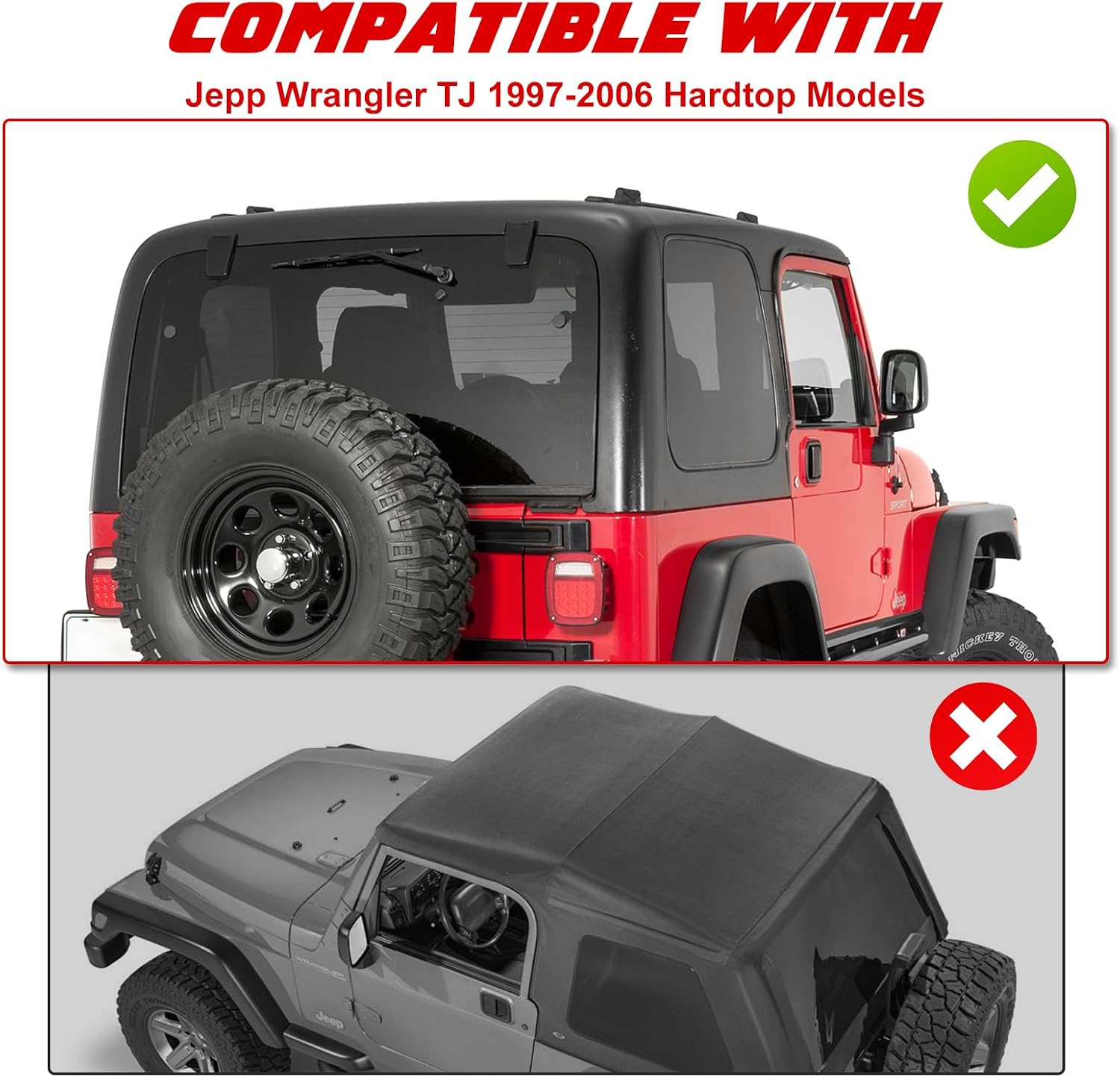 Roof Rack Cargo Basket Crossbar for 1997 1998 1999 2000 2001 2002 2003 2004 2005 2006 Jeep Wrangler TJ Hardtop, Cargo Carrier Rooftop Luggage Storage Holder with 4X18W LED Lights