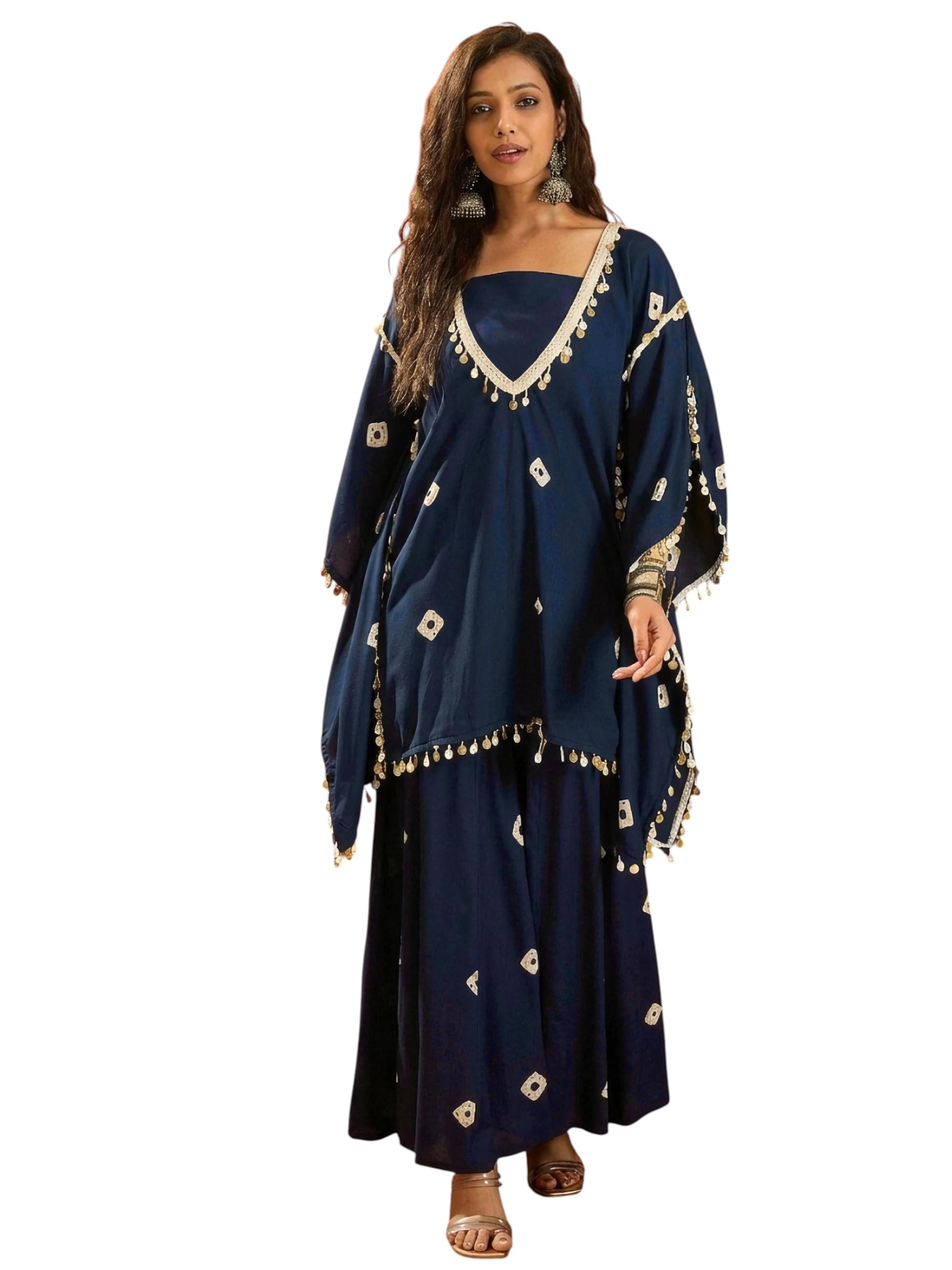 stylum Women's Bandhej Printed Rayon Kaftan Tube Top Sharara Set-picture-25