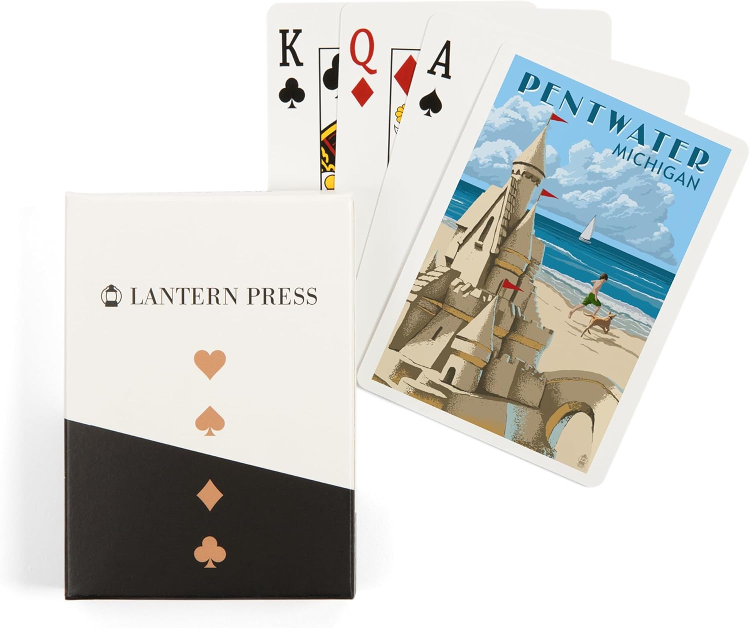 Lantern Press Pentwater, Michigan, Sandcastle, 52 Playing Cards for Adults, Poker Size Card Deck