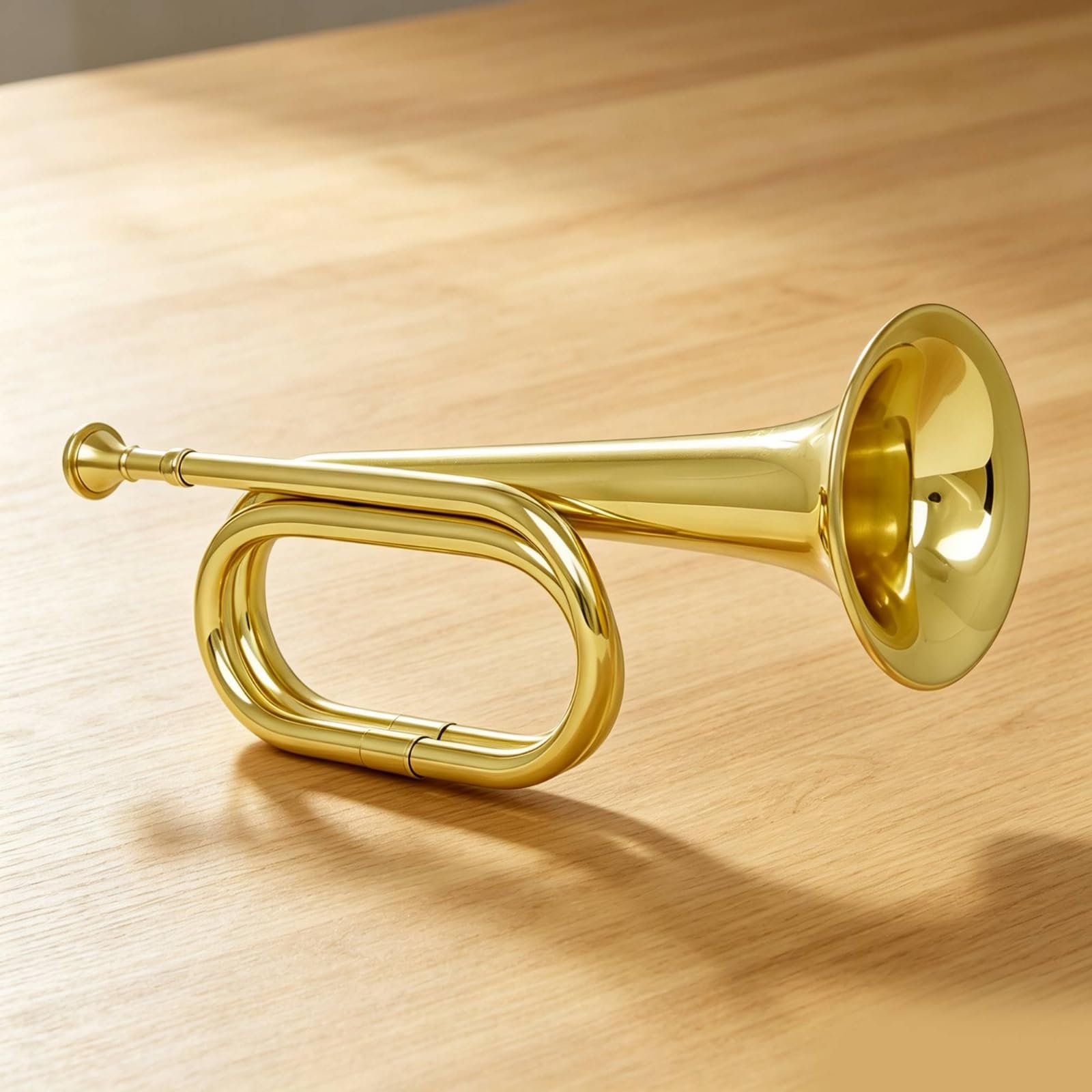 Qianly Tromba Militare Leggero Chiarina Compatto Strumento a Fiato per Bande Musicali, Sfilate, Oro