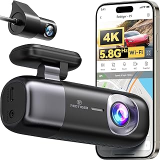 REDTIGER DashcamCoche Delantera y Trasera: 4K +1080P,WiFi 5.8GHz,GPS,Visión Noct