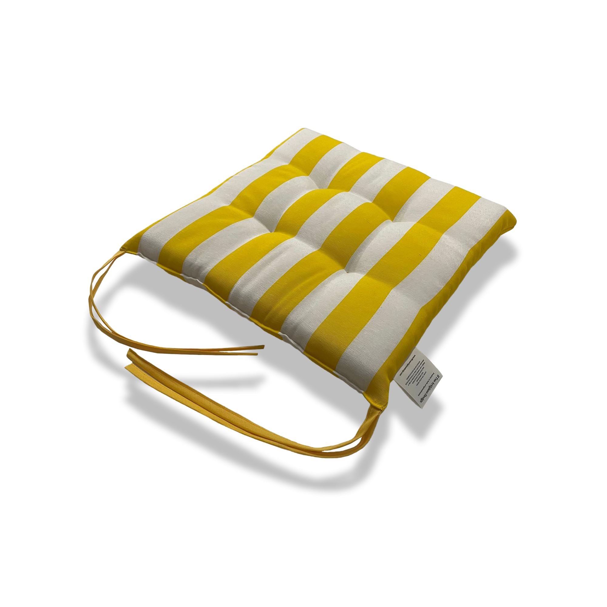 Il Tuo Artigiano Design Lot de 6 coussins pour chaises de jardin, fabriqués en Italie, coussins pour chaises de cuisine, 40 x 40 cm, rembourrages en éponge et acrylique doux (blanc et jaune)