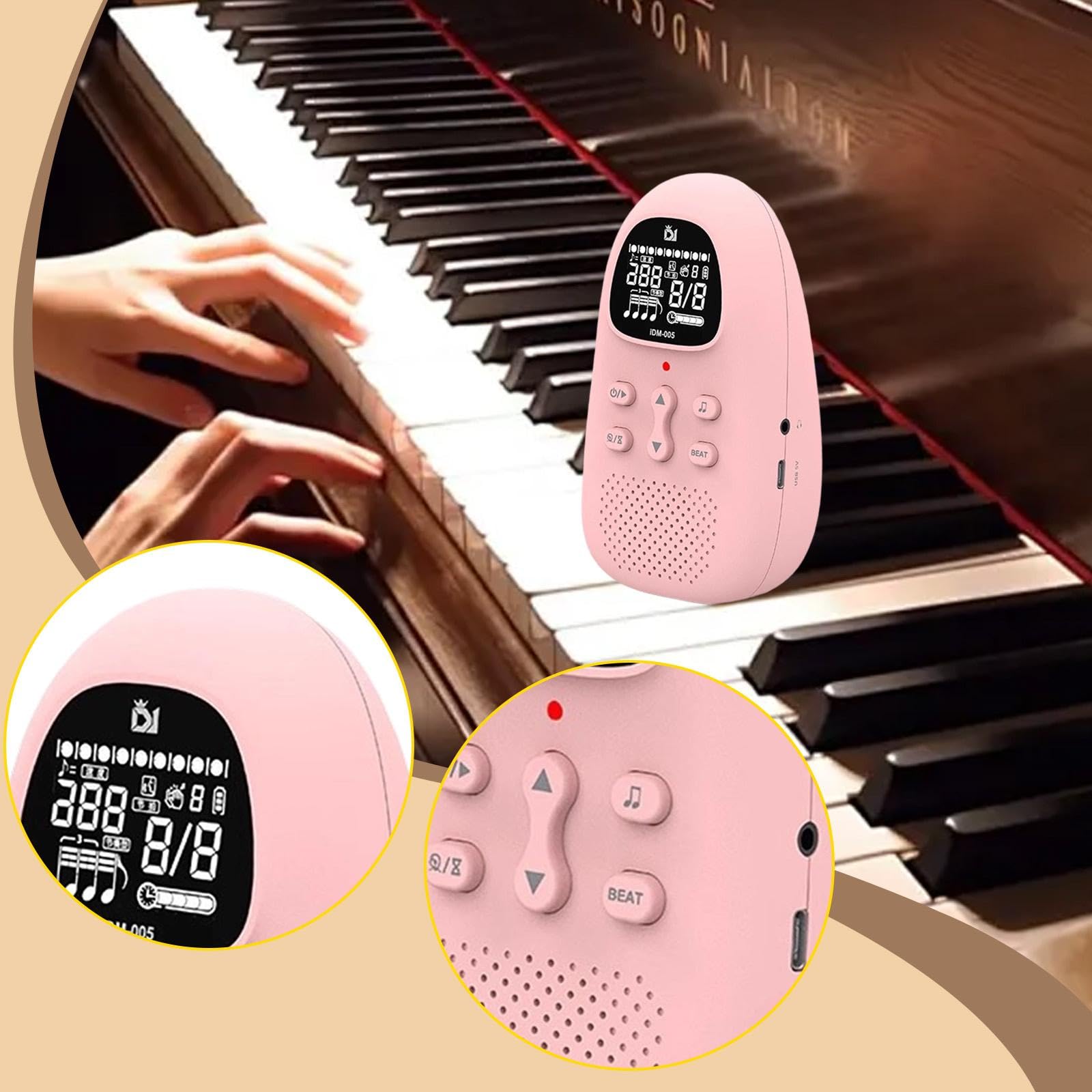 MagiDeal Metronomo Elettronico con Volume Regolabile, Facile Da Usare, per, Metronomo Digitale Portatile per Sassofono, Violino, Rosa