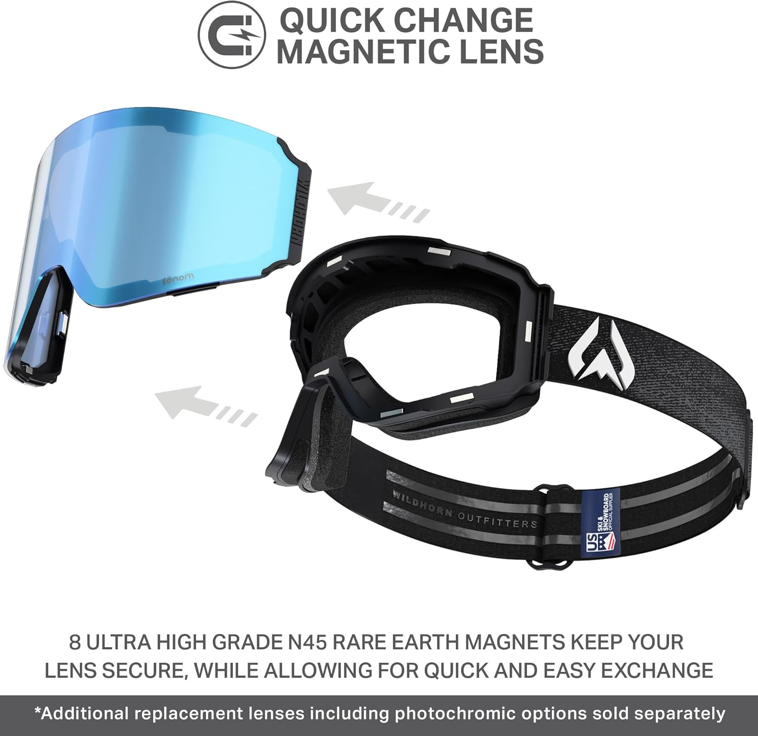 Wildhorn Maxfield Pro Ski Goggles for Men & Women - Fenom Lens Technology - Anti-Fog - Interchangeable Lenses - UV400 - Image 5