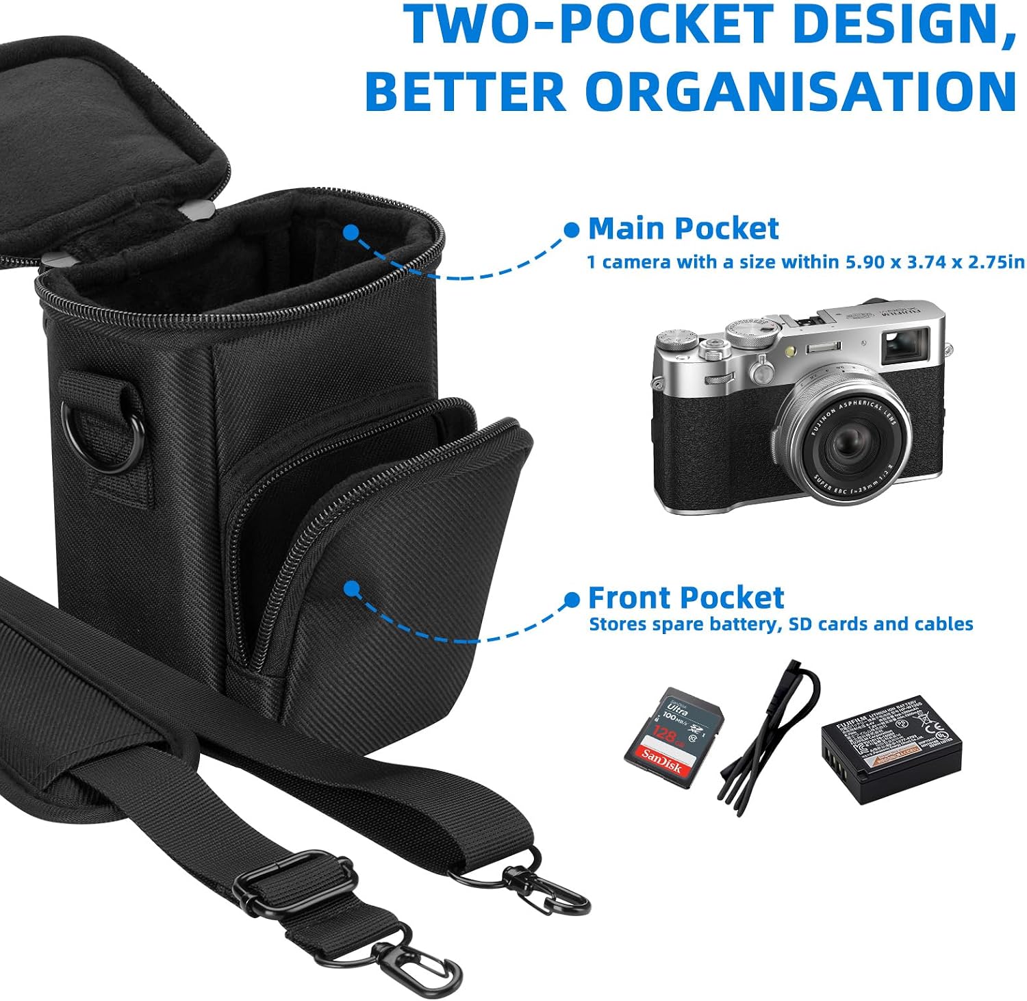 Travel Case Compatible with Fujifilm X100VI X100V Digital Camera image 5