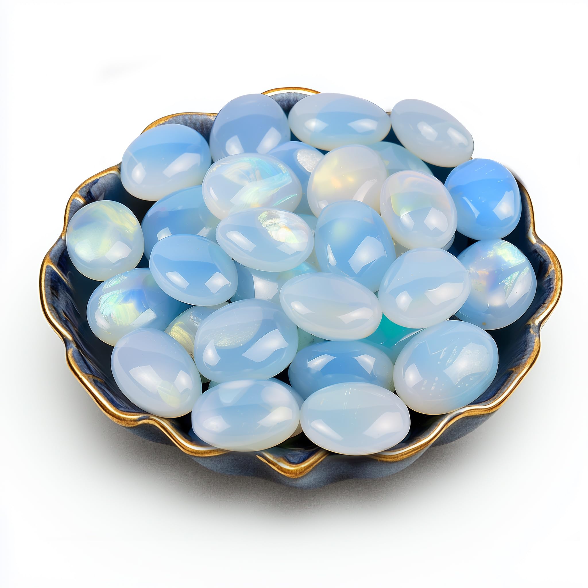 Polished Stone Set Opalite Crystals, 0.8" Handpicked Tumbled Gemstones Rocks, Pebbles for Reiki, Chakra, Healing, Home Decor