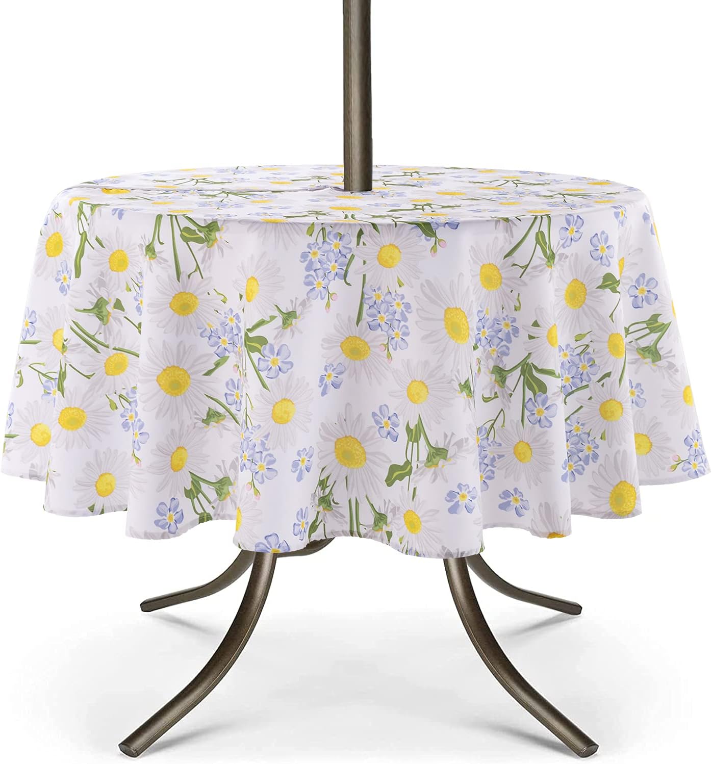 UMINEUX 60" Outdoor Round Tablecloth with Umbrella Hole and Zipper
