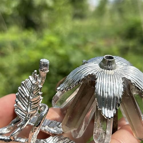 Miniatura 7 de Árbol de cuarzo ahumado y cristal de cuarzo de 3.7 pulgadas, mineral de racimo de cuarzo transparente natural, árbol de la vida, flores de cristal,
