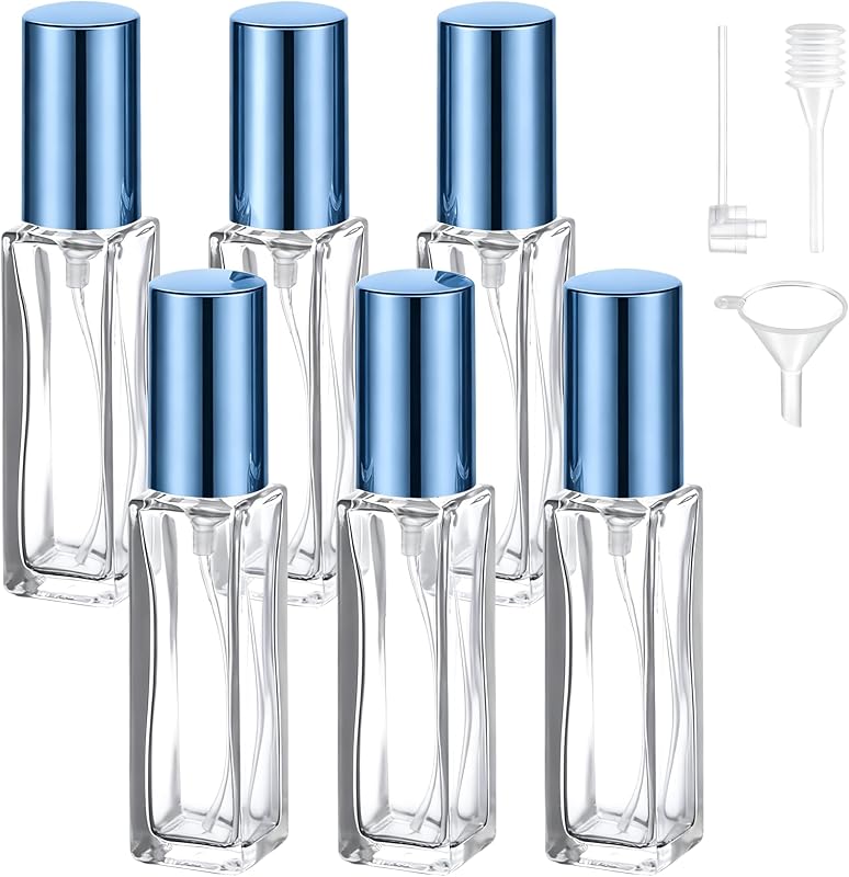 Frascos atomizadores recarregáveis para perfume SWJLR, 10 mL, azul, pacote com 6