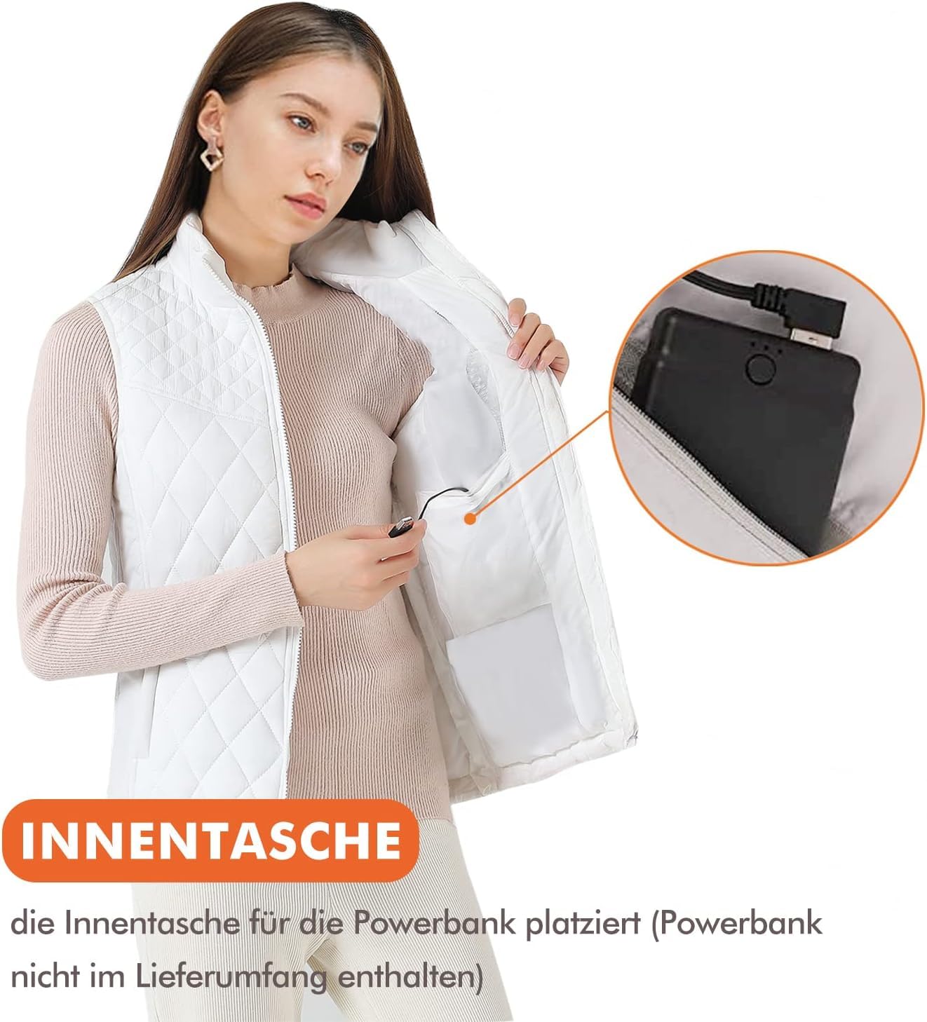 Chaleco Calefactable Hombre Mujer, USB Chaleco Chaquetas Calefactoras con Gran Zonas de Calefacción,3 Niveles de Calor (Pilas no incluidas)