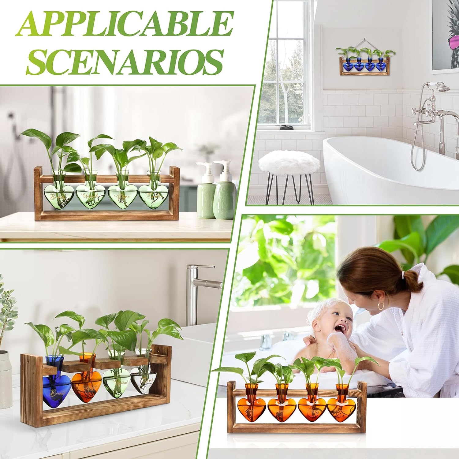 Plants Propagation Stations Plant Terrarium Kit for Bathroom Glass Planters for Indoor Plants Bathroom Decor Accessories - Relax Soak Unwind Breathe - Image 5