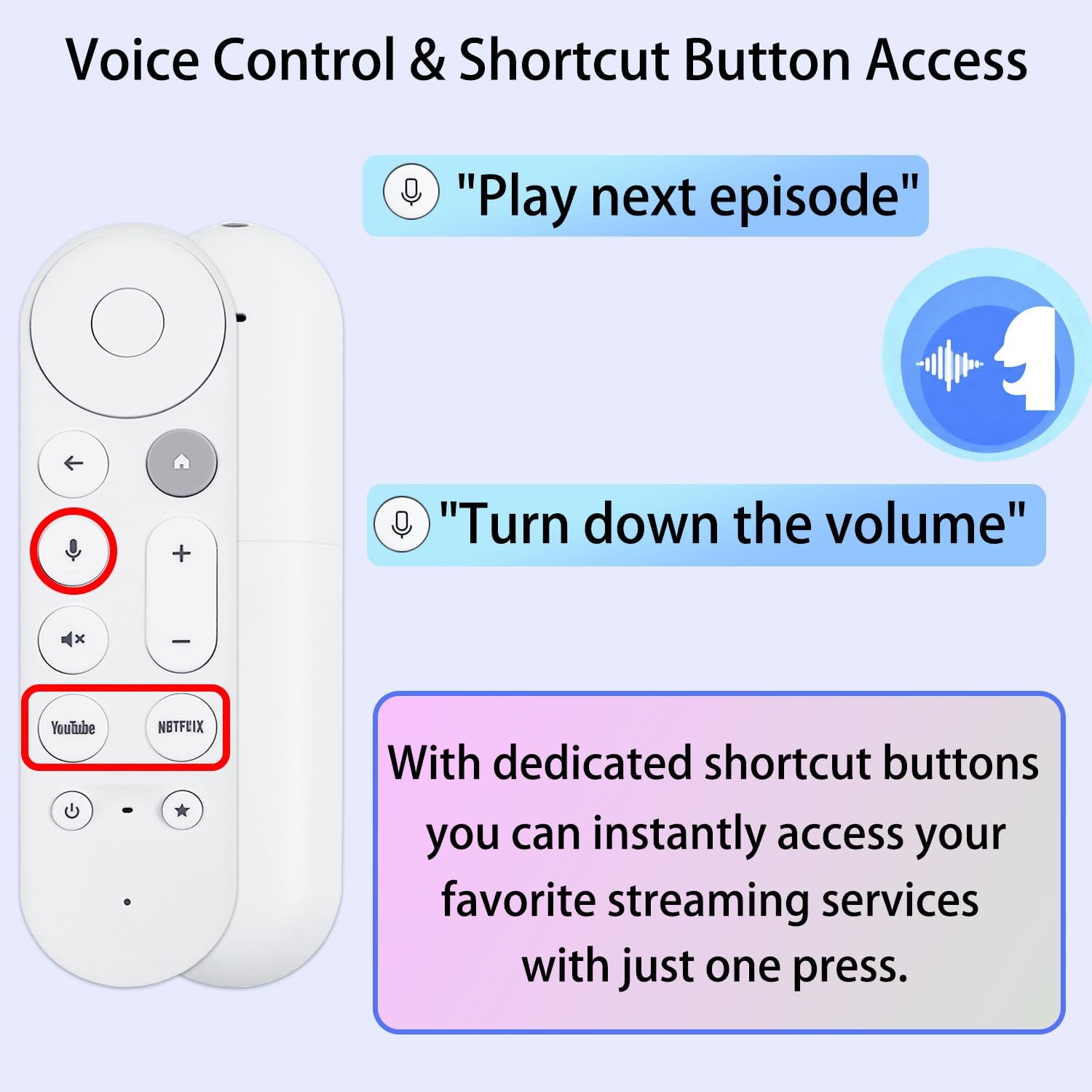 2 Pack GY3LE Voice Search Remote Control Compatible with Google TV Streamer 4K, New Controller Replacement Control Upgrade Voice Remote (4K), NOT Compatible with Google Chromecast Snow