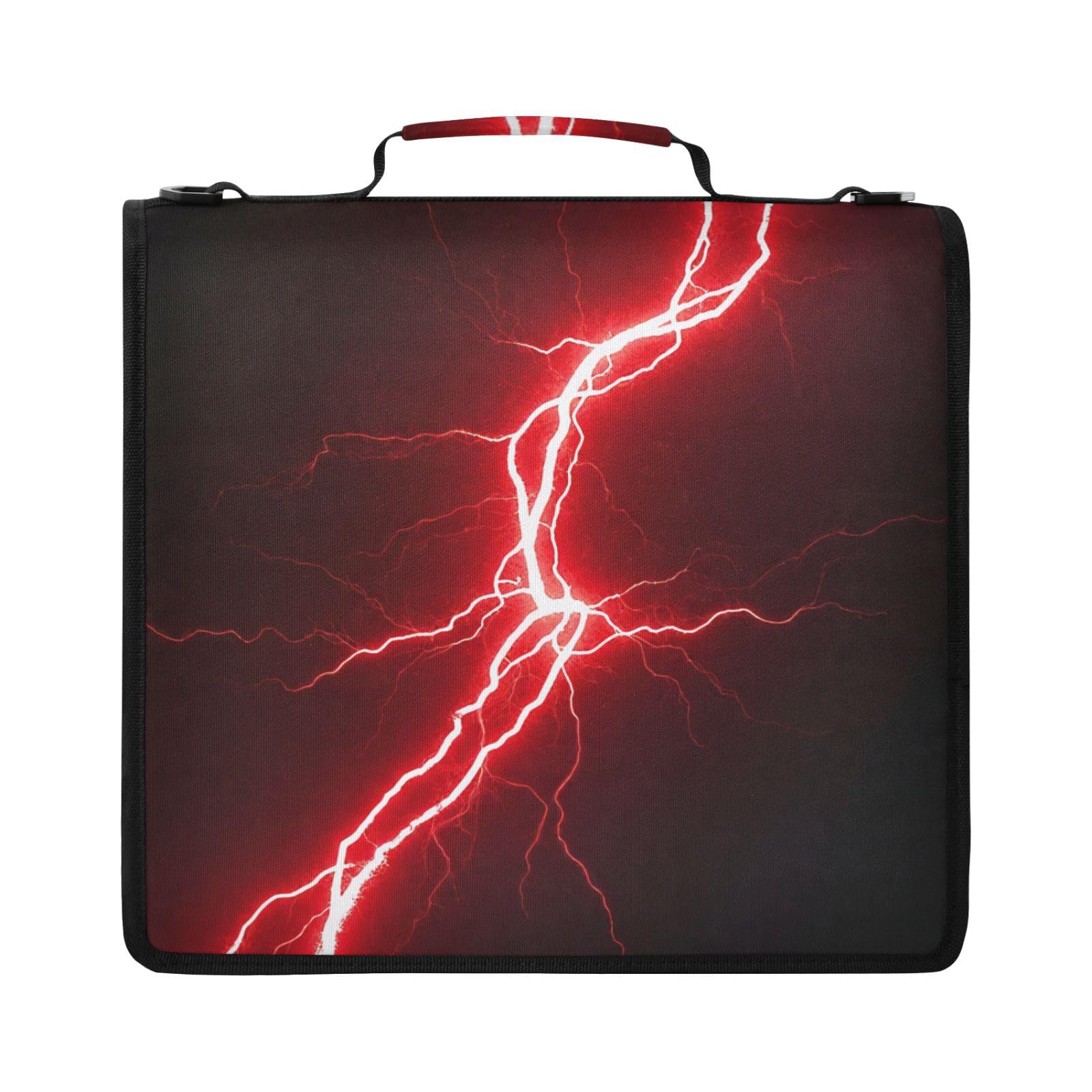Red Lightning Dark Art Zipper 3 anelli raccoglitore borsa