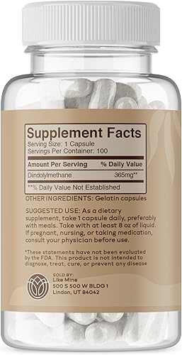 Miniatura 2 de Like Mine DIM (100 cápsulas), puro y natural, sin rellenos ni aditivos, suplemento dietético