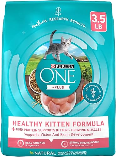 Purina ONE - Alimento seco natural para gatitos, alto contenido en proteína, fórmula +Plus saludable - Bolsa de 3.5 libras