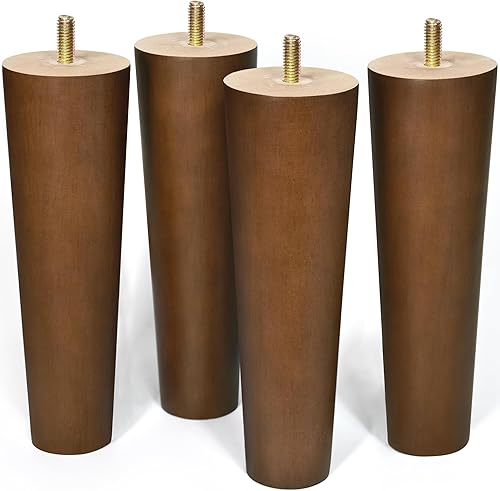 AORYVIC Patas de sofá de madera de repuesto para muebles de 8 pulgadas, patas de tocador de mediados de siglo con pernos de 516 pulgadas, juego de 4
