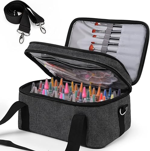 Miniatura 2 de Estuche de almacenamiento de pintura acrílica, negro, unisex, plástico y cuero, ideal para artistas sobre la marcha