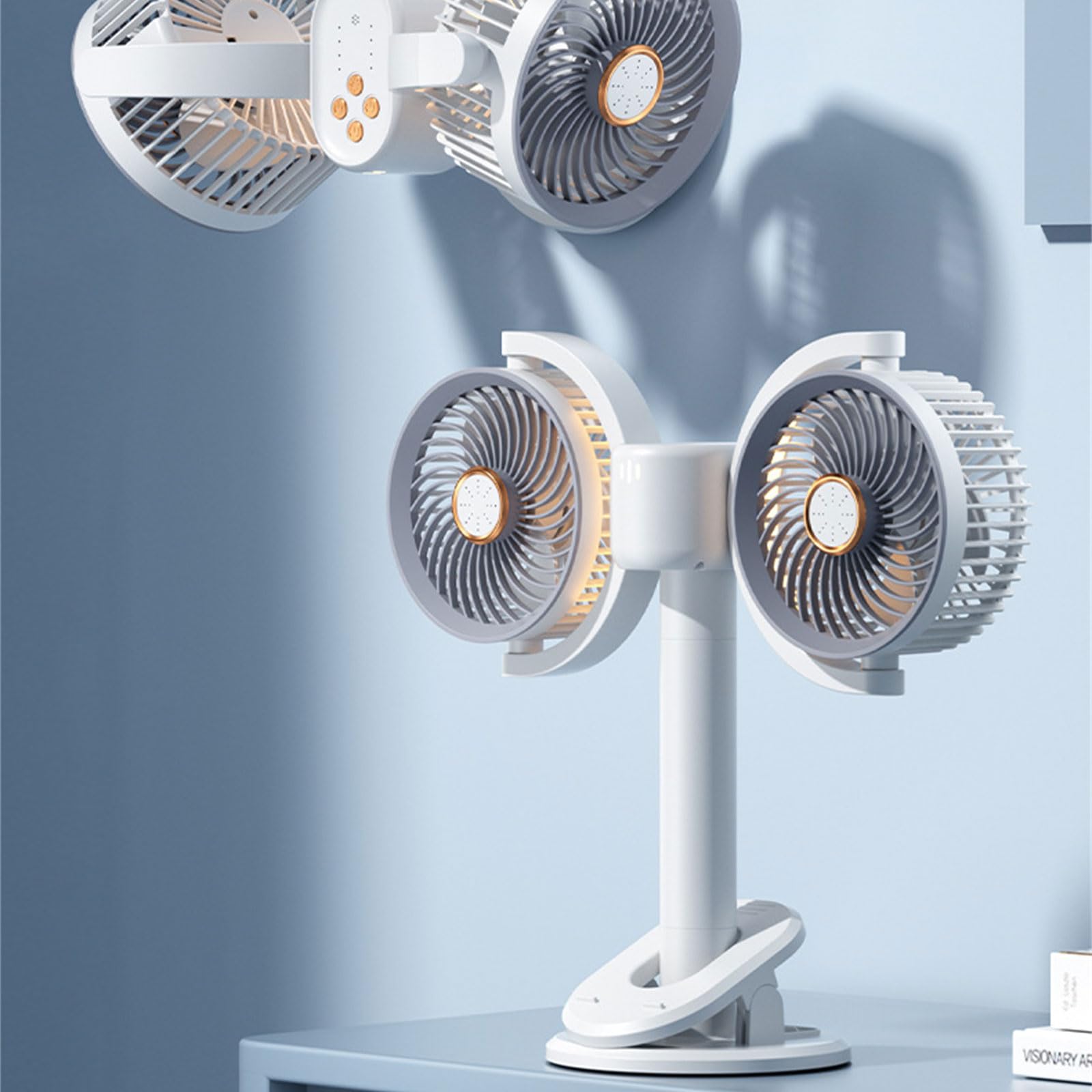 Ventilatore salvaspazio montato a parete per dormitorio Ventilatore circolazione portatile alimentato tramite USB per scrivania da ufficio Soluzione raffreddamento per camera da letto Scrivania
