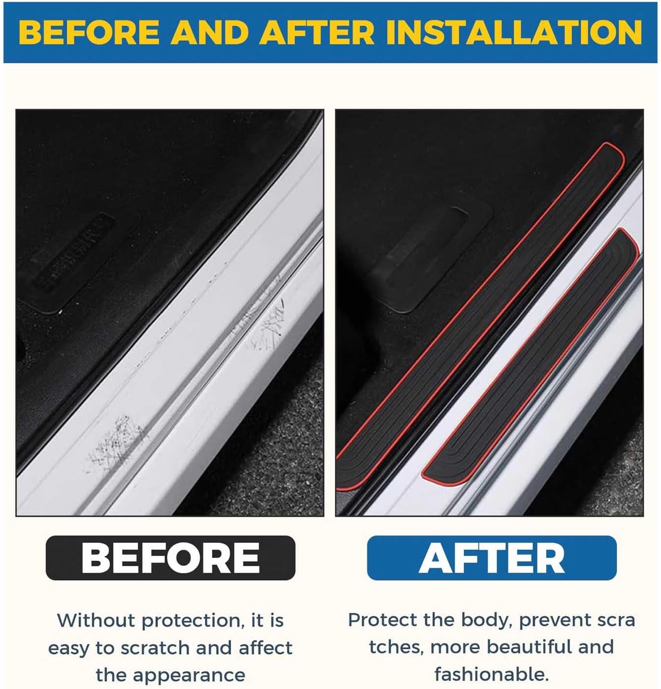 4-Pack Car Door Sill Guards for Acura MDX 2007-2013 - Anti-Scratch Waterproof Paint Protection Rubber Threshold Cover for Door Entry Step,Black