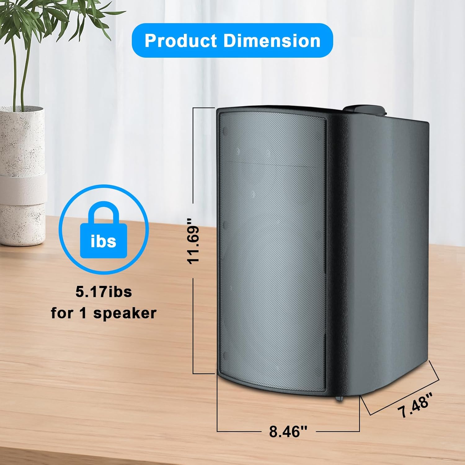 STUDIOFINIX 800W 6.5 Inch Outdoor Bluetooth Speakers Waterproof Wired with Multifunctional Amplifier Wall Mount Weatherproof Loudspeaker System for Patio Garden Poolside Home(4 Speakers,Black) - Image 5