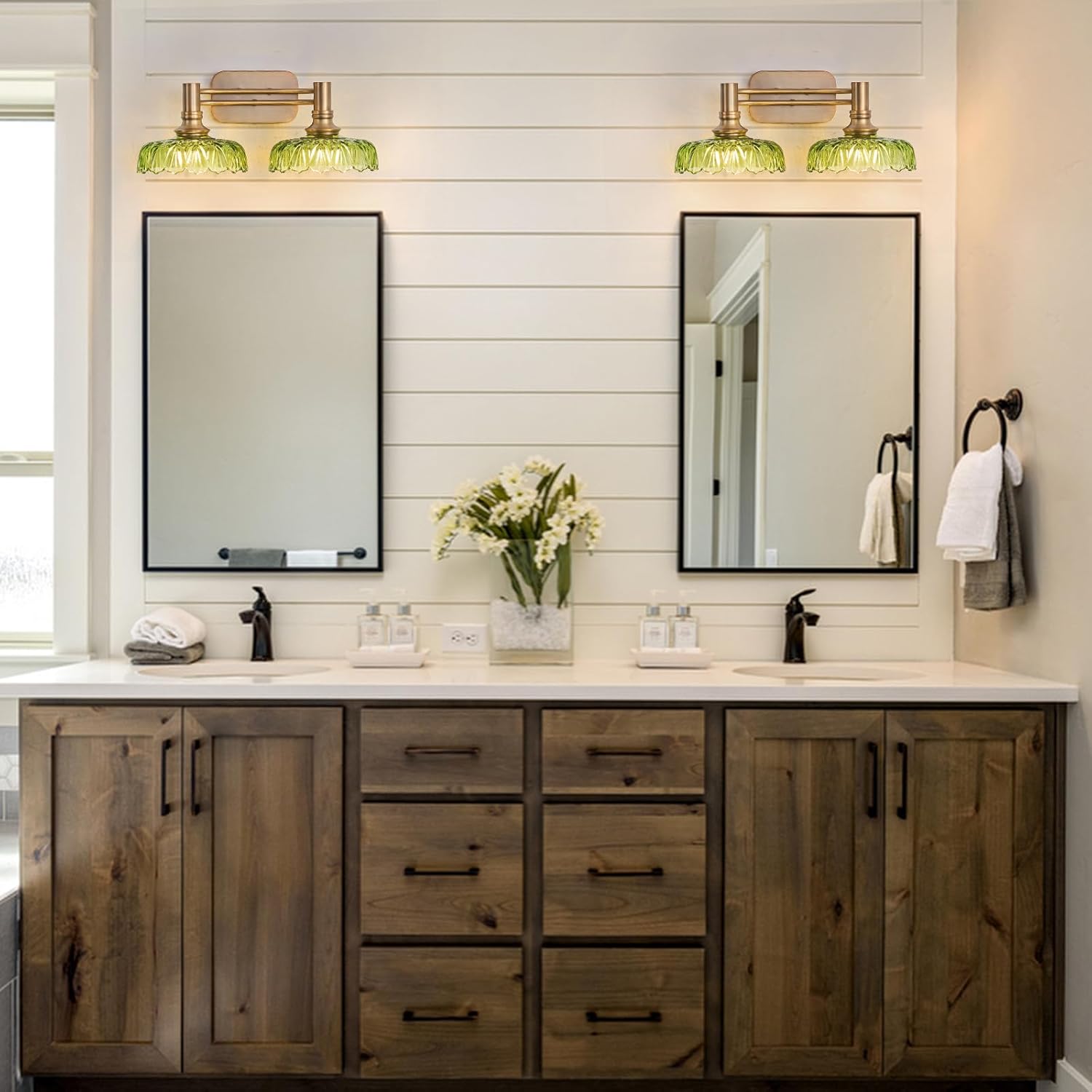 Vintage Green Vanity Lights 2-Light Bathroom Lighting Wall Sconces Over Mirror Picture Wall Light for Bedroom Hallway
