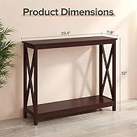Vista 39 de ZENY Mesa consola, mesa de entrada, mesa de sofá estrecha con estantes de 2 niveles, mesa de entrada para sala de estar, entrada, pasillo, vestíbulo