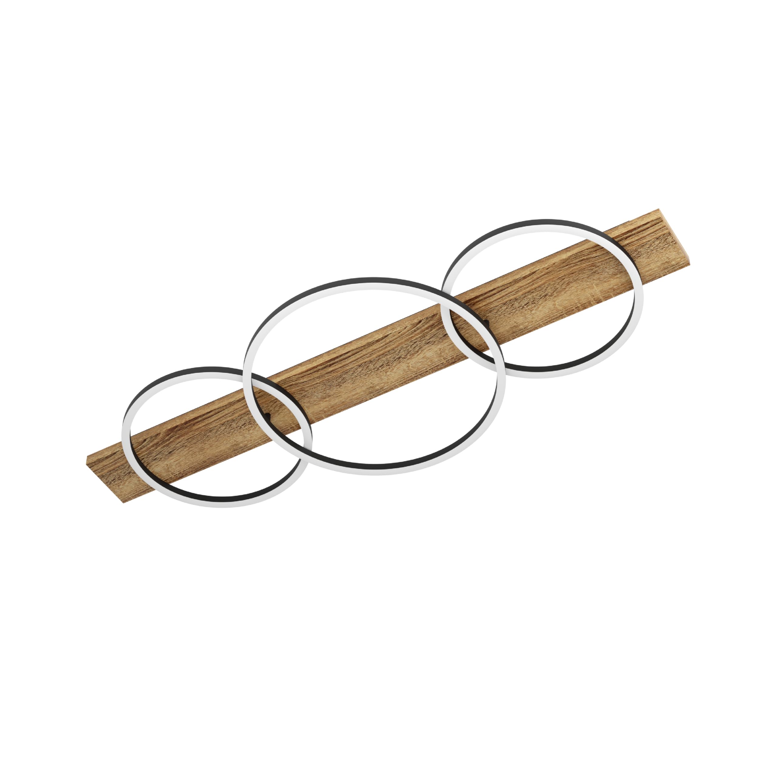 Eglo Light/Black Boyal Led Triple Ring Ceiling In & Rustic Oak