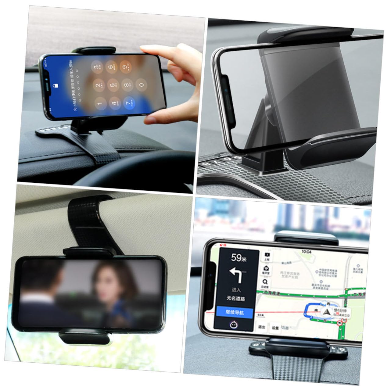 HOMSFOU 3pezzi Supporto Per Telefono Da Auto Multifunzionale Con Funzione Di Navigazione e Carte Di Parcheggio Supporto Per Smartphone Antiscivolo e Facile Da Installare Adatto Per