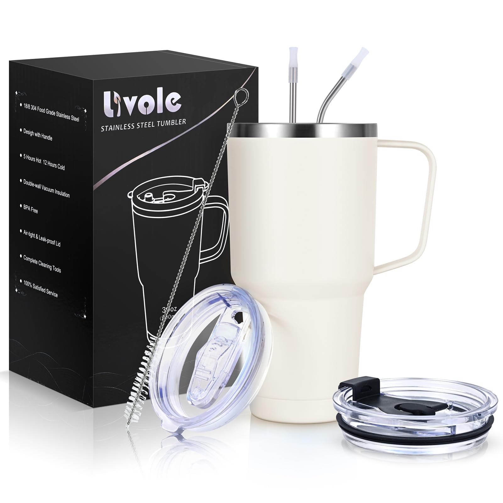 Livole 600ml Thermobecher mit Henkel, Vakuum Kaffeebecher Th