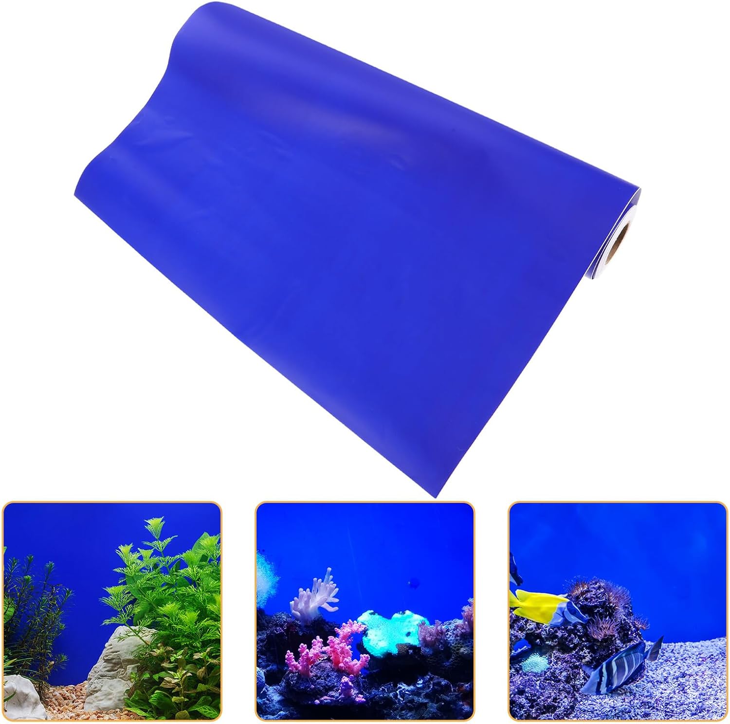 Aquarium Background Sticker Self-Adhesive PVC Fish Tank Backdrop Roll 45cm Height 10m Length Blue Adhesive Aquarium Wallpaper for Fish Tank Decoration