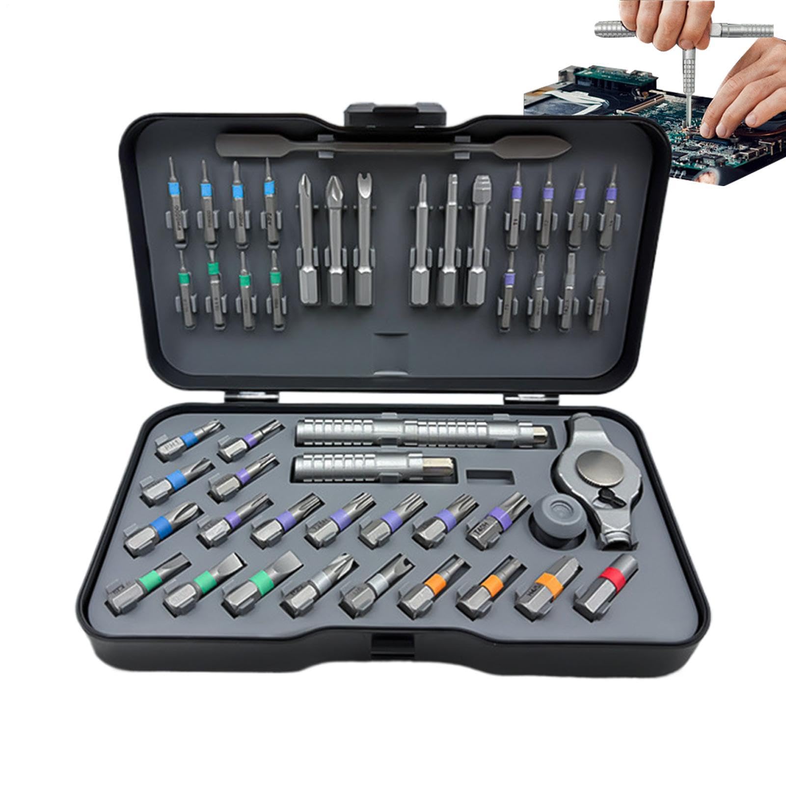 Set di cacciaviti magnetici Kit avvitatore magnetico 47 in 1 con punte in | Set Avvitatore A Cricchetto per casa, auto, officina, elettrodomestici, mobili, idraulica, elettronica