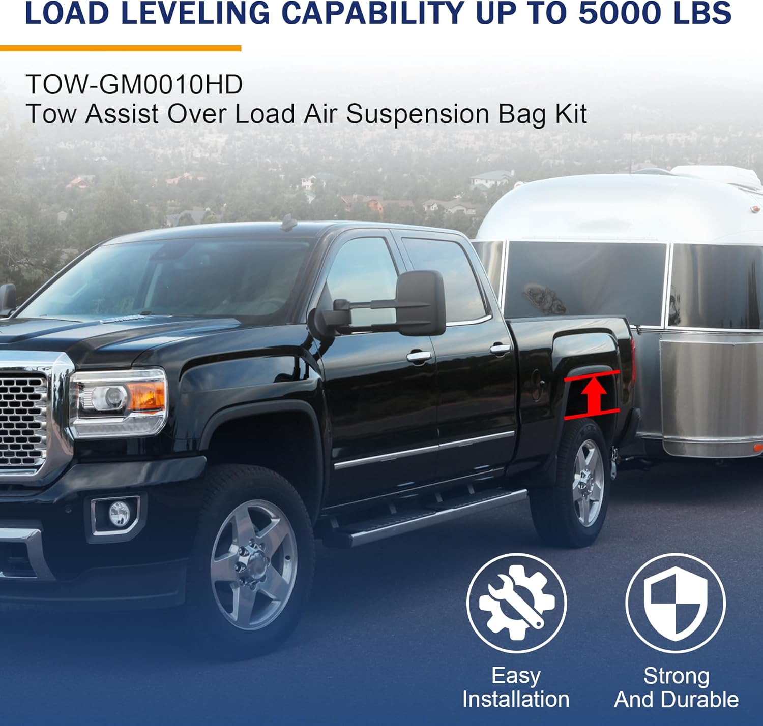 Tow Assist Over Load TOW-GM0010HD Air Suspension Bag Kit Compatible With Chevy/GMC 2500/2500HD 3500 Trucks 2001-2010 W/8 Lug Wheels