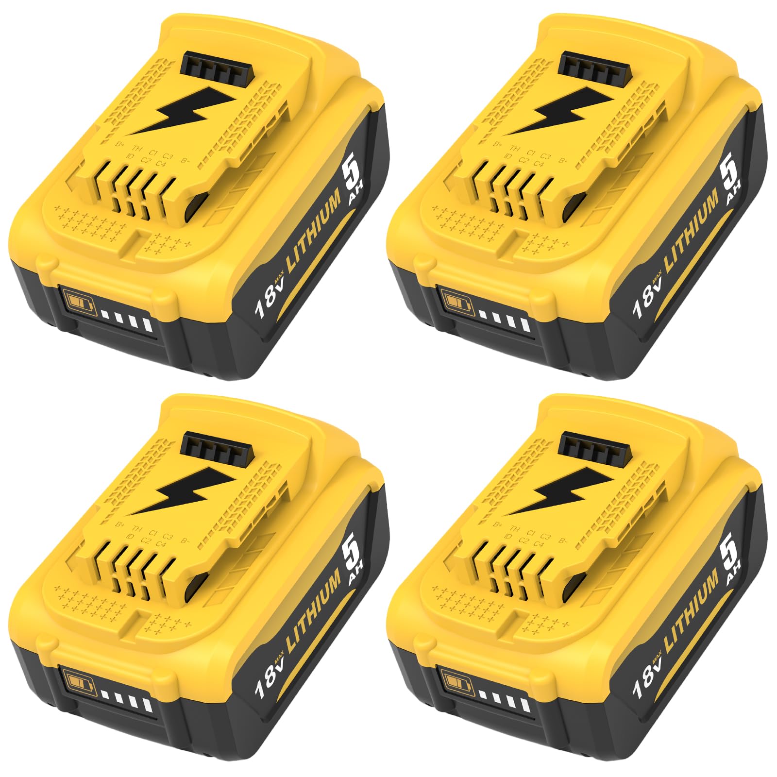 Batería de 4 x 18 V y 5,0 Ah (DCB184) para Dewalt herramientas eléctricas compatibles con baterías de 18 V y 5,0 Ah (DCB184, DCB180, DCB181, DCB182, DCB200, DCB201, DCB201-2, DCB200-2, DCB204-2)