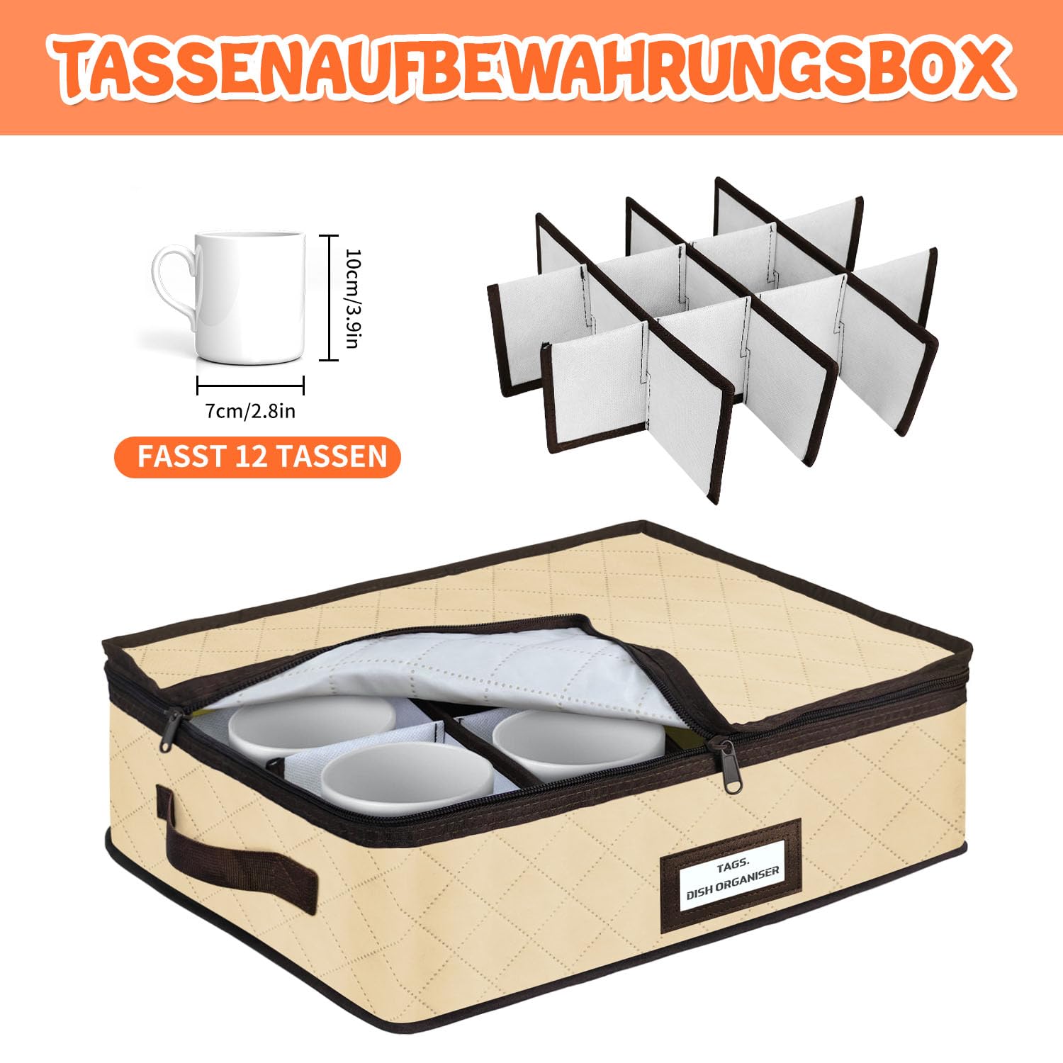 5-tlg. Geschirrbox Set für Umzug, Umzugskartons mit Trennwand Tab-Fenster Stapelbar Harte Schale, Gläserkarton Für Porzellan, Gläser, Teller, Platzsparend – Küche, Camping