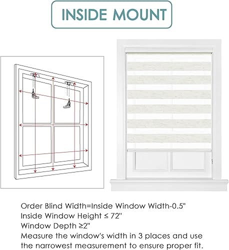 Miniatura 4 de Homebox - Minipersianas para ventanas, diseño cebra, enrollables, de lino sintético, traslúcidas para filtrar la luz, para cocina, baño, 23" ancho x