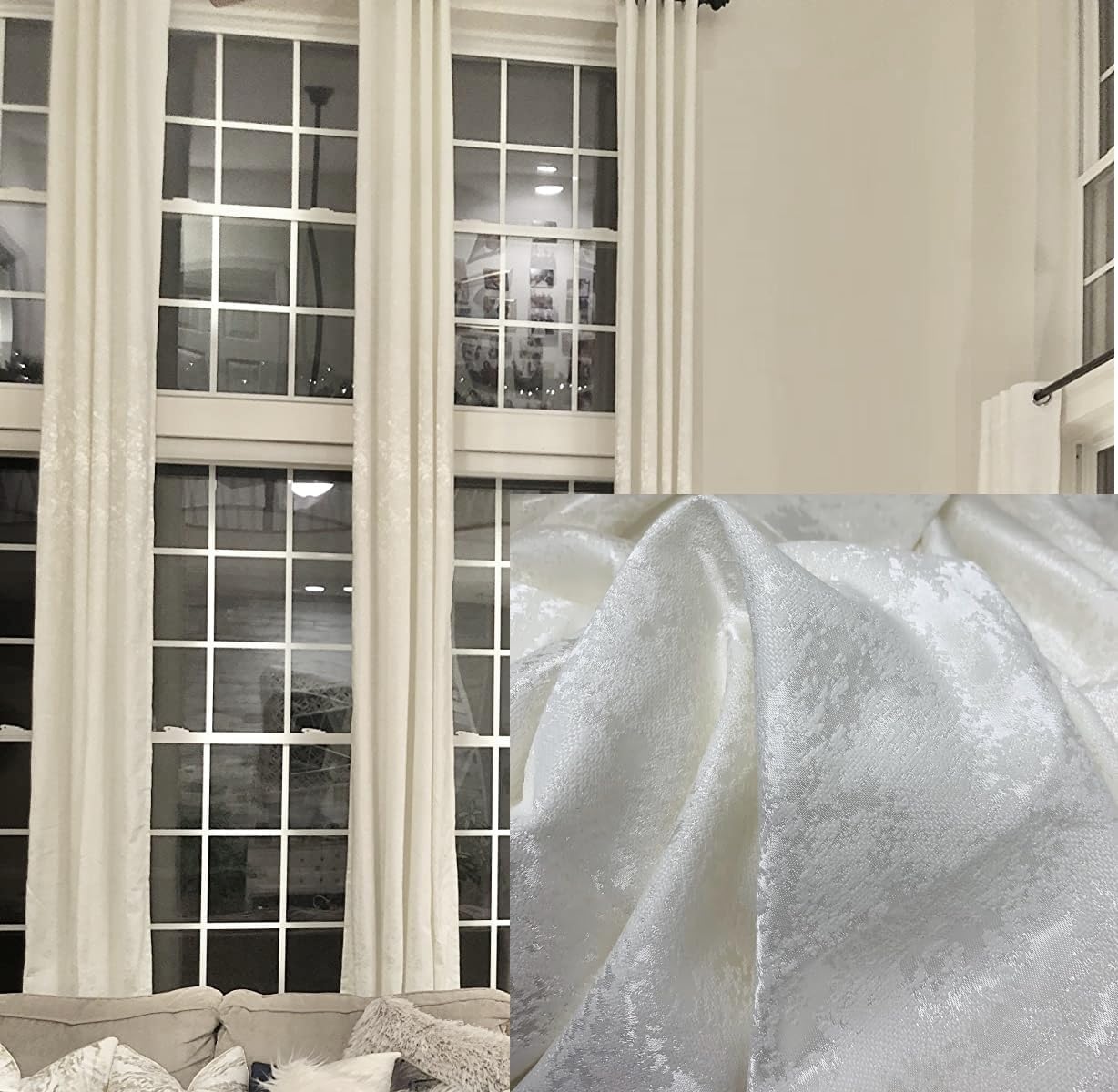 Ikiriska Extra Long Marble Velvet 8 10 12 14 16 17, 18, 20, 24 ft Custom Made Drapes 2 Story high Ceiling. (Gold, 100" Wx84-144 L)