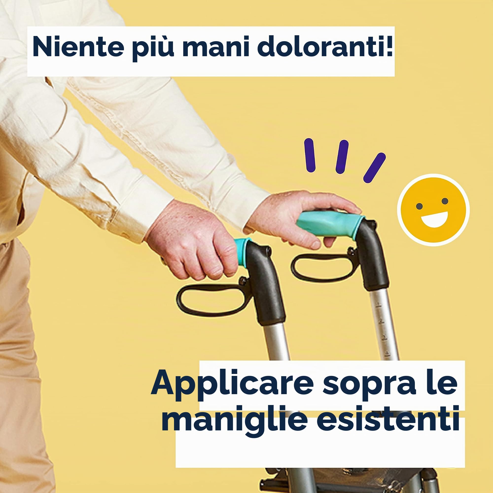 myRollerSleeve - Copertura per Manubrio Deambulatore Rollator con Ammortizzatori in Gel, Previeni il Dolore alle Mani e ai Polsi, con Morbido Cuscino in Gel, Adatta per Rollator e Sedia a Rotelle