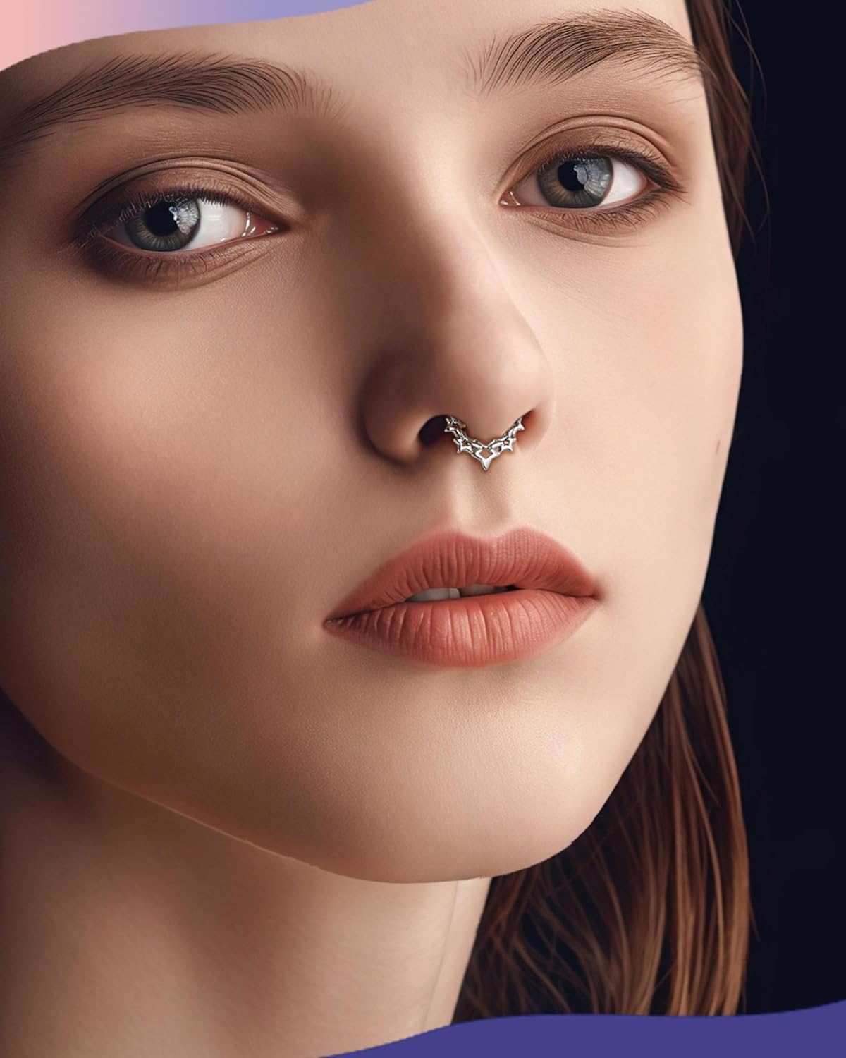 Jewseen Star Septum Ring 16G Septum Jewelry Nose Ring Daity Daith Piercing Jewelry for Women Surgical Steel Helix Rook Earrings - Image 2