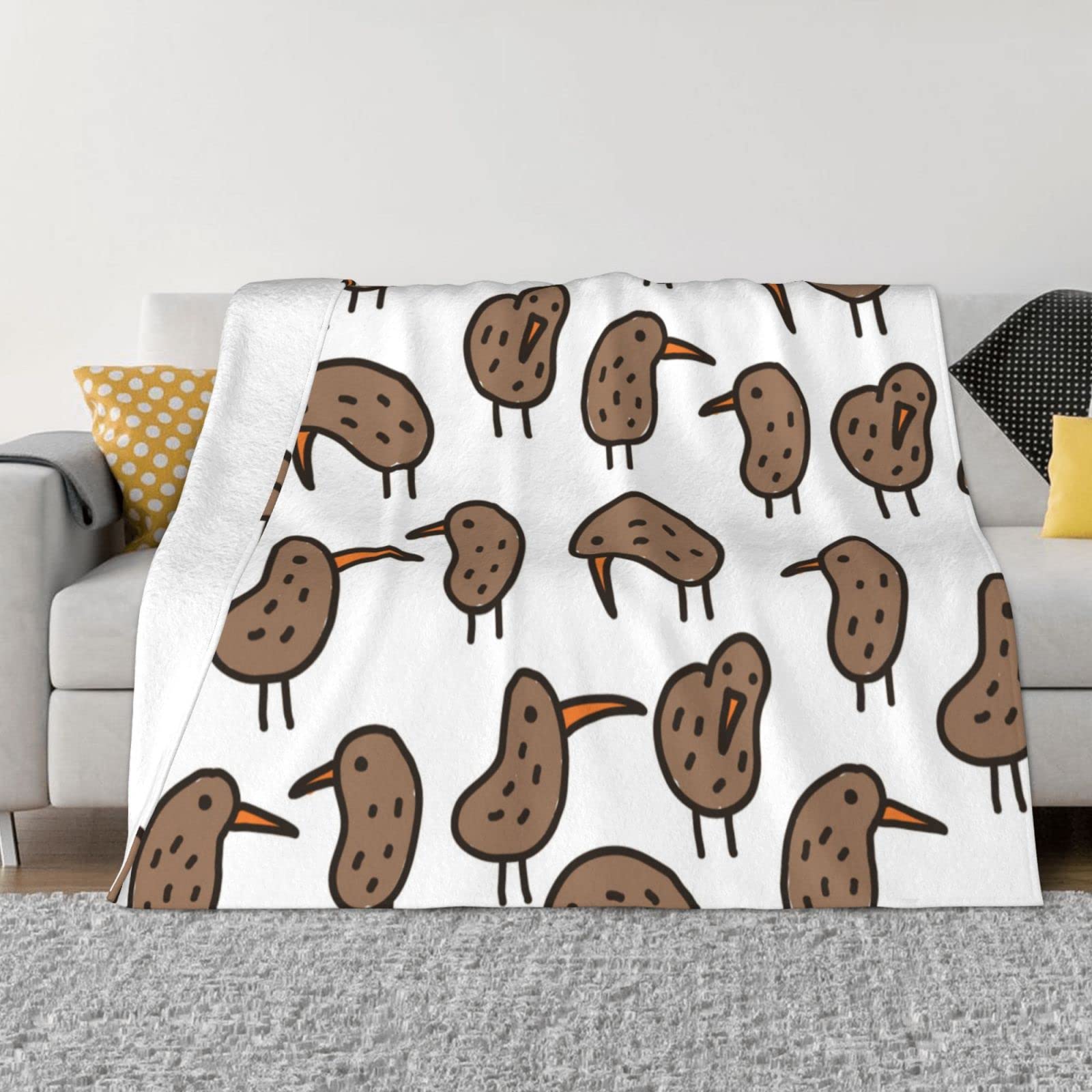 Couverture flanelle multi-tailles Kiwi Birds idéale pour vos soirées sur le canapé