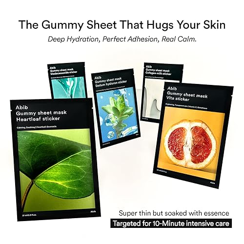 Miniatura 2 de Abib Gummy Sheet Mask Heartleaf Sticker 10 Sheets (Soothing) I Korean Face Mask for Sensitive Skin, Soothing & Redness Relief, Daily Skincare