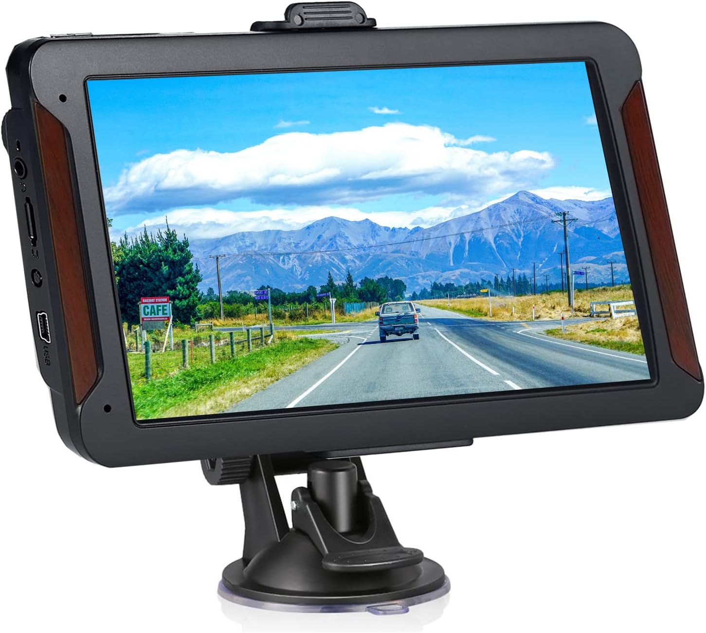 Features: 1. Providing real voice broadcasts in 32+ languages; 2. Support for searching for POSTCODE and ADDRESS 3. Real-time voice transmission, comprehensive voice prompts, instant, secure real-time navigation progress, alarm for current speed camera, acoustic warning, route planning, transmission of street names, current speed and active lane assistant, display of the remaining distance, information of the estimated time of arrival ? 4. Intelligent error correction If the route is wrong, the system automatically generates a new route so that you can reach your destination faster, safer and more accurately. 5. Built-in HiFi speaker with FM broadcast function, navigation voice and music are sent to the car speaker directly. The volume is adjustable. Speed limit and turn of the voice reminder, name of the main street 6. The Smart Truck Map can be adapted to your needs, depending on the height, width, length, weight and product (dangerous goods) of the transport. It has low bridges, road signs and no trucks etc and more! 7. Planning multiple routes: quick, short, economical and easy; 8. Provide support for vehicle mode 7, cars, trucks, bicycles, buses, ambulances, taxis, and walking routes 9. Configure the sunshade so the sun does not return to see the screen more clearly.