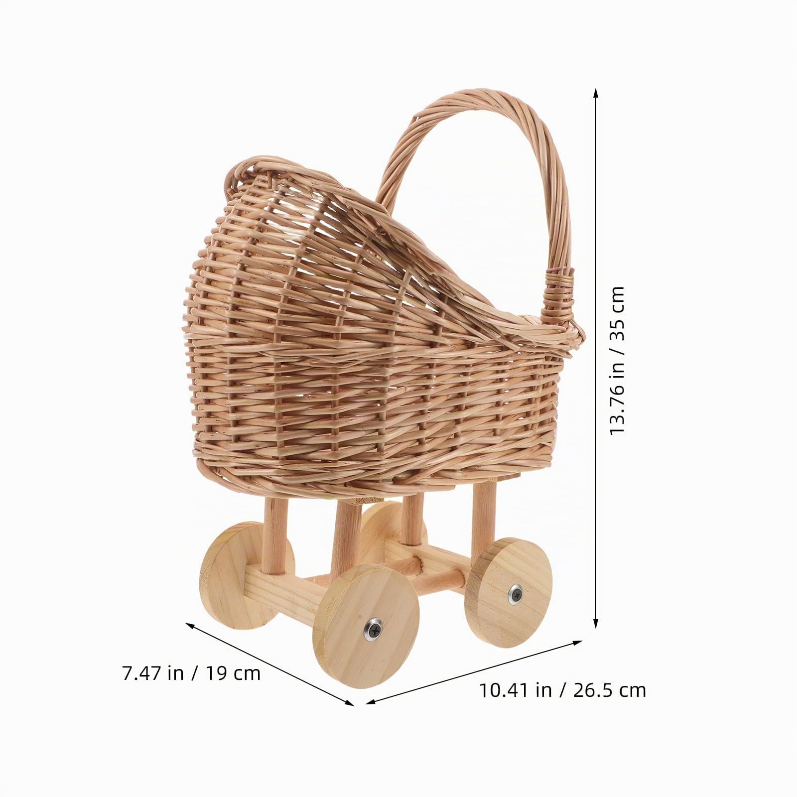 Gatuida Poussette de poupée, Jouet d'imitation en Osier pour bébé Fille, Poussette de poupée, Panier de Fleurs Vintage pour Maison de Jeu